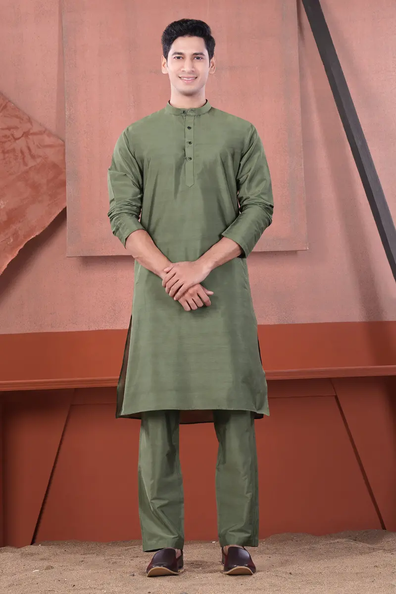 Siam Green Subtle Sheen Viscose Kurta Set 2