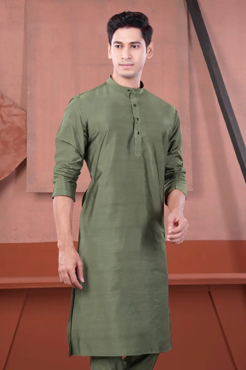 Siam Green Subtle Sheen Viscose Kurta Set 5