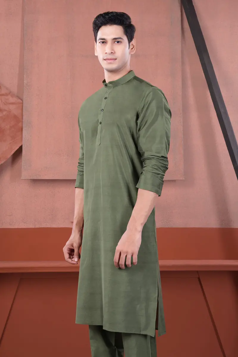 Siam Green Subtle Sheen Viscose Kurta Set 6