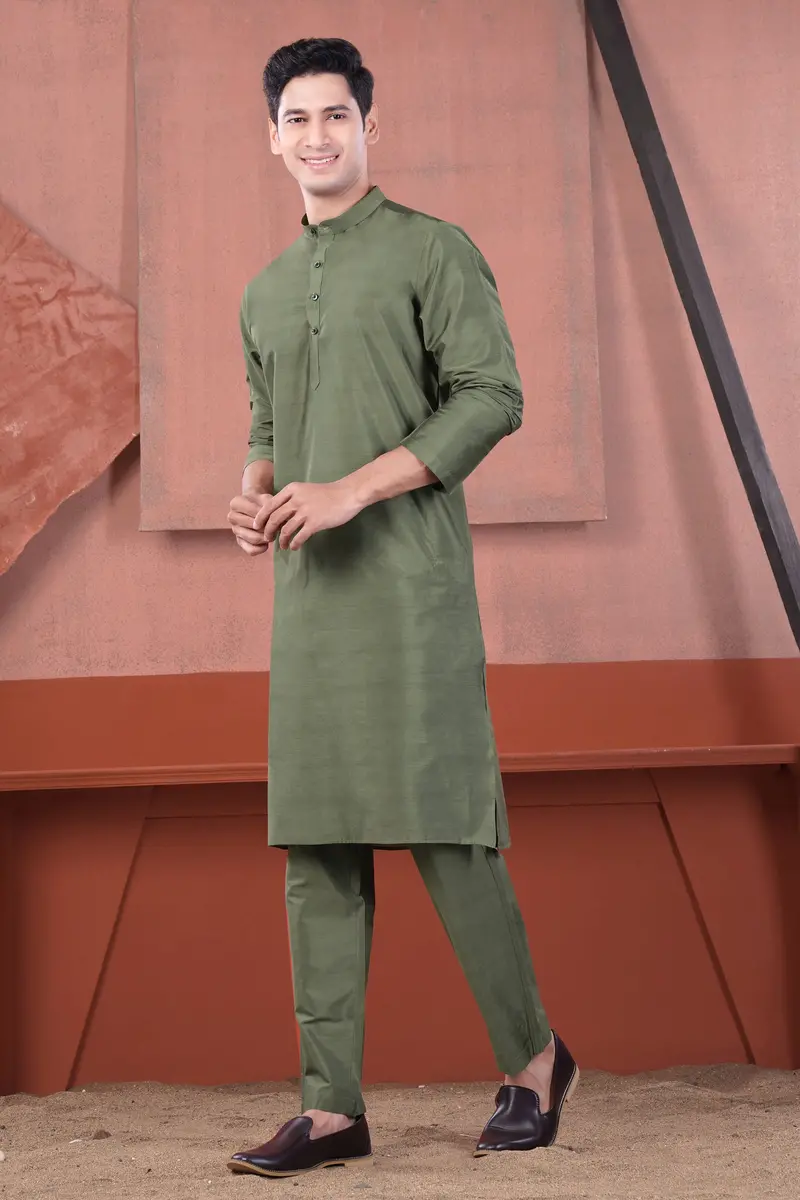 Siam Green Subtle Sheen Viscose Kurta Set 7