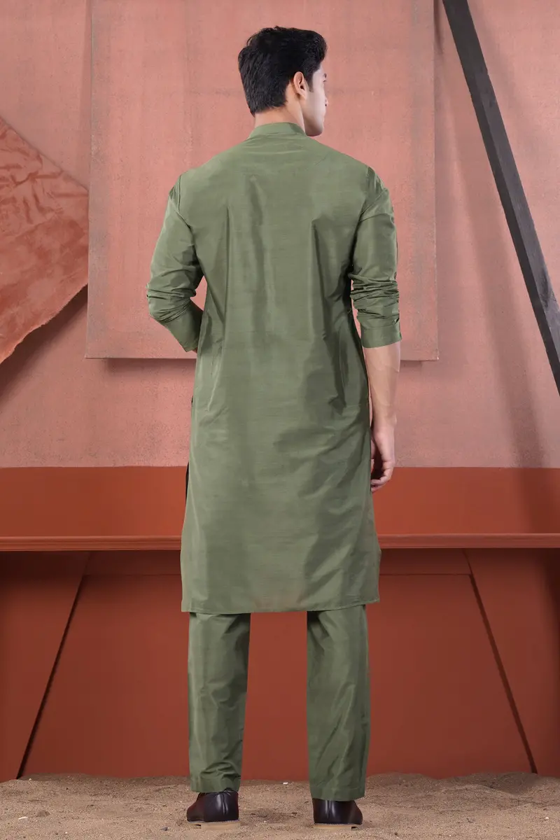 Siam Green Subtle Sheen Viscose Kurta Set 8