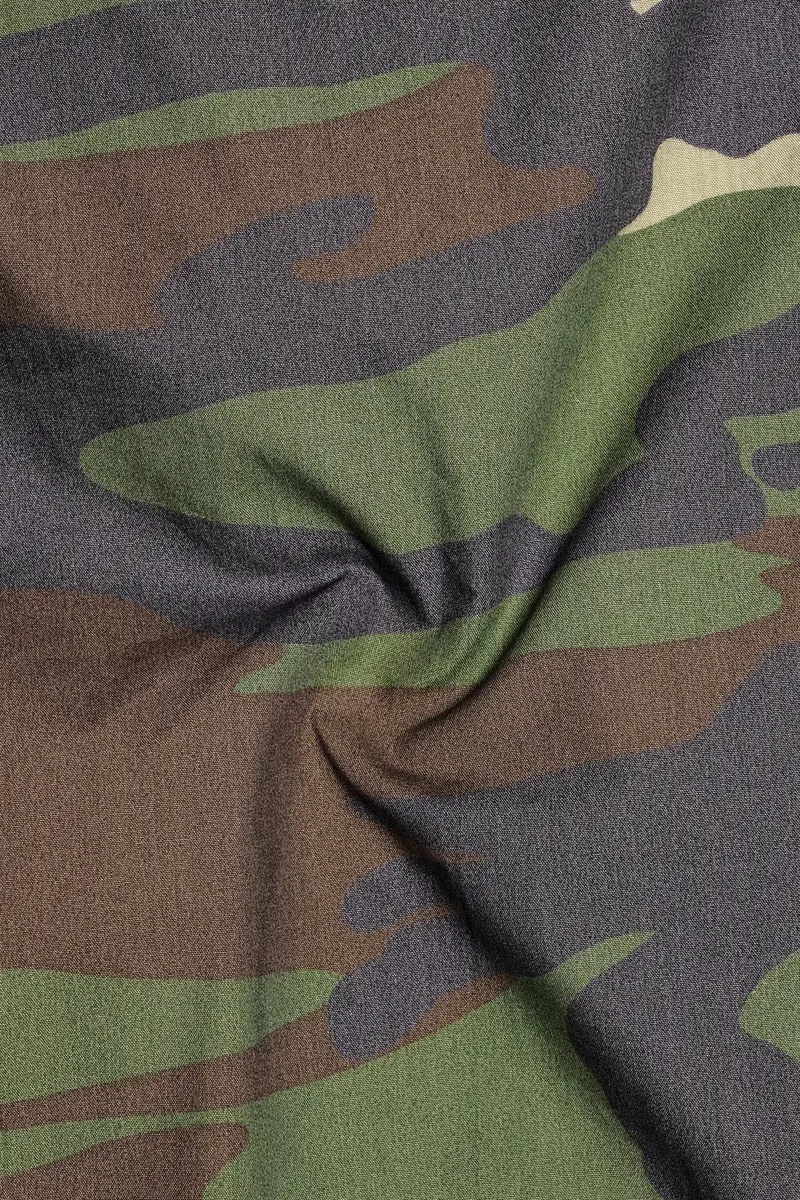 Siam Green With Wenge Brown Camouflage Printed Royal Oxford Shirt 3
