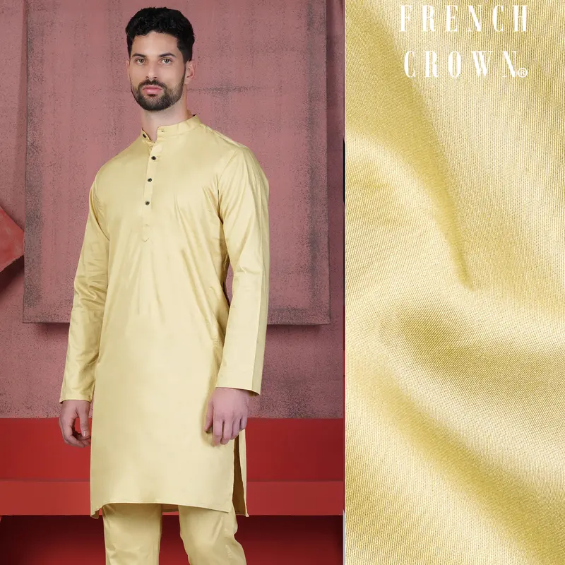 Sidecar Yellow Subtle Sheen Super Soft Premium Cotton Kurta 1