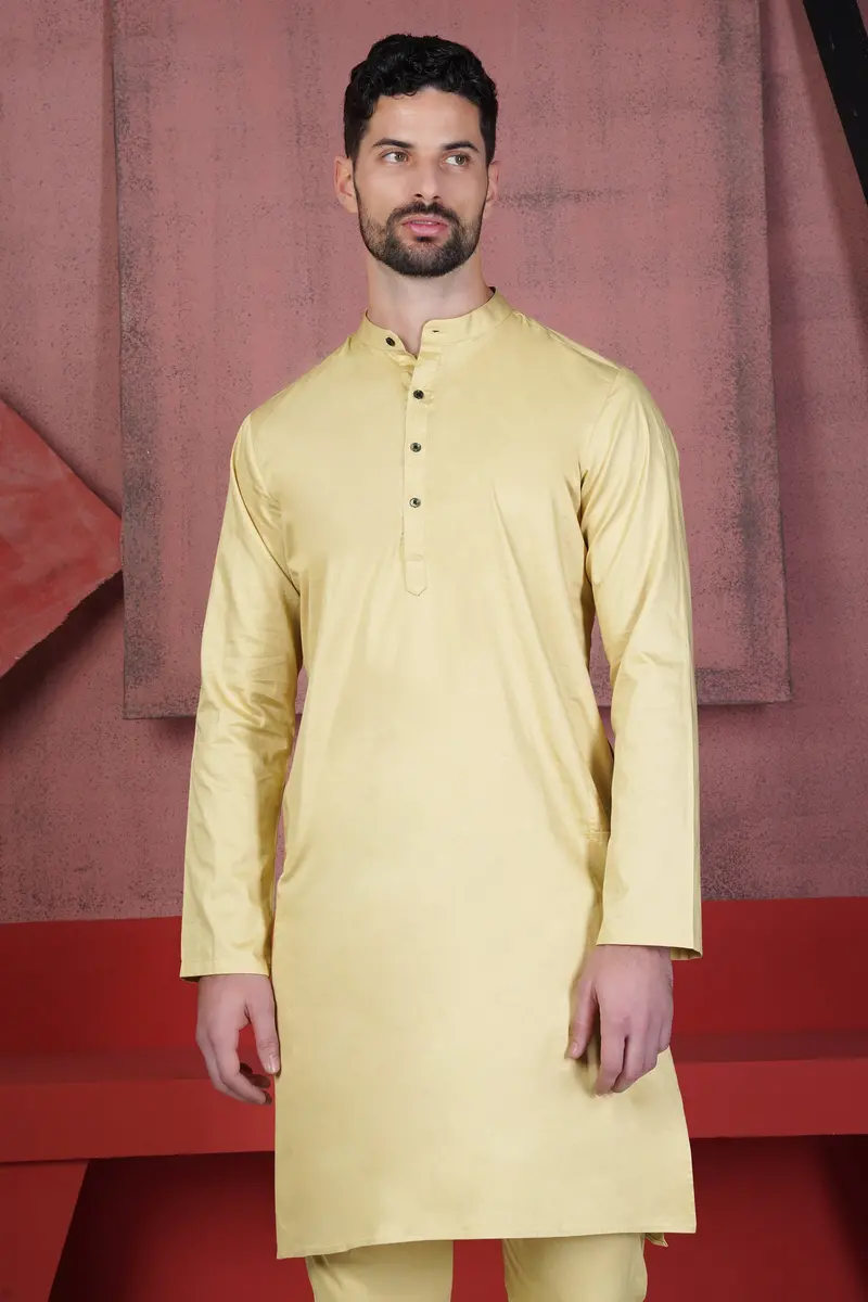 Sidecar Yellow Subtle Sheen Super Soft Premium Cotton Kurta 5