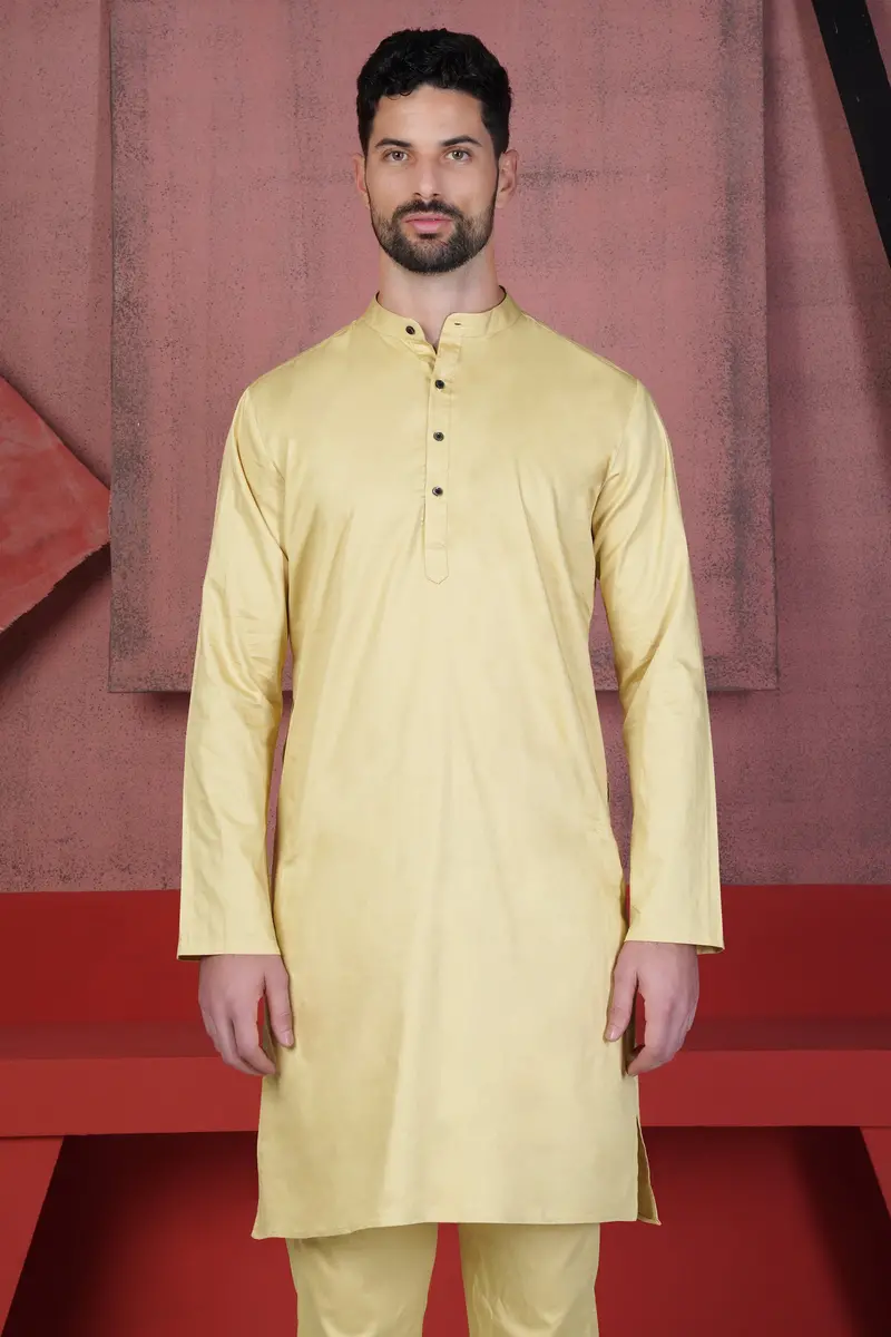 Sidecar Yellow Subtle Sheen Super Soft Premium Cotton Kurta 6