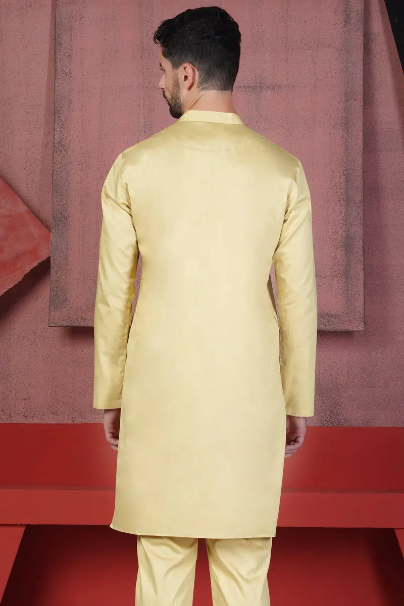 Sidecar Yellow Subtle Sheen Super Soft Premium Cotton Kurta 7