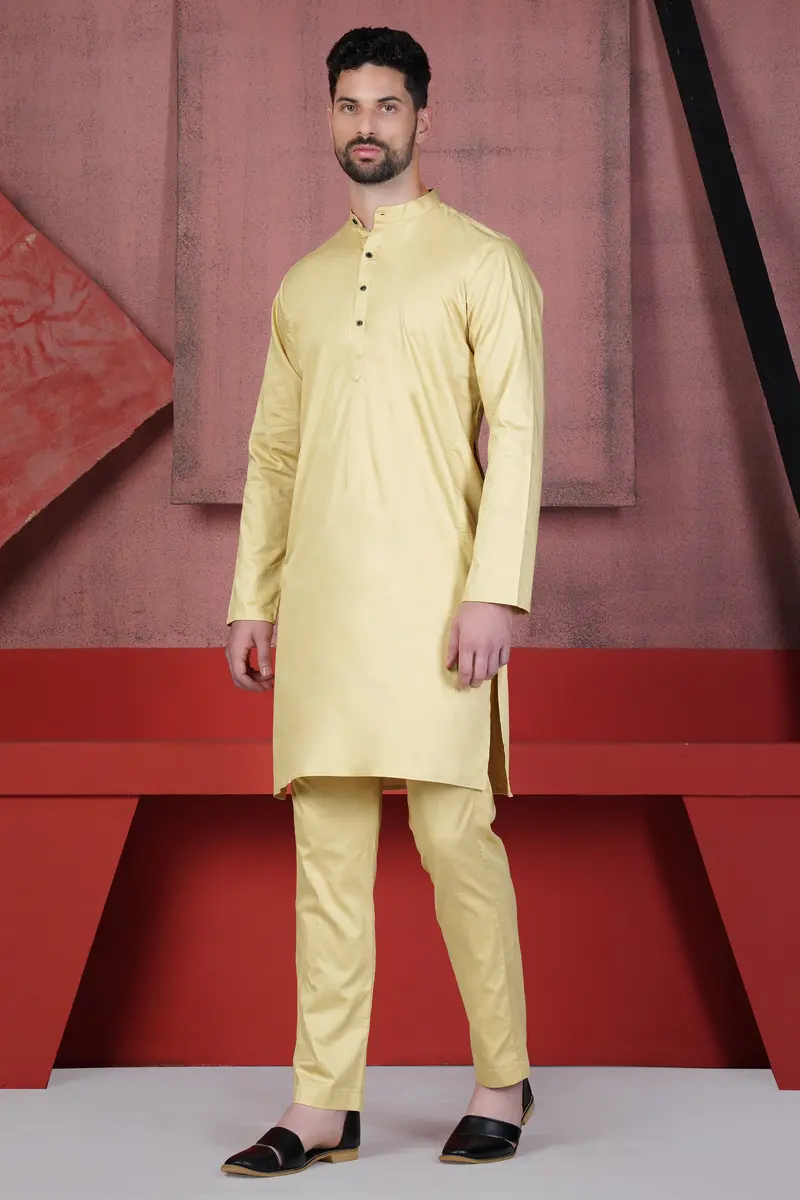 Sidecar Yellow Subtle Sheen Super Soft Premium Cotton Kurta 8