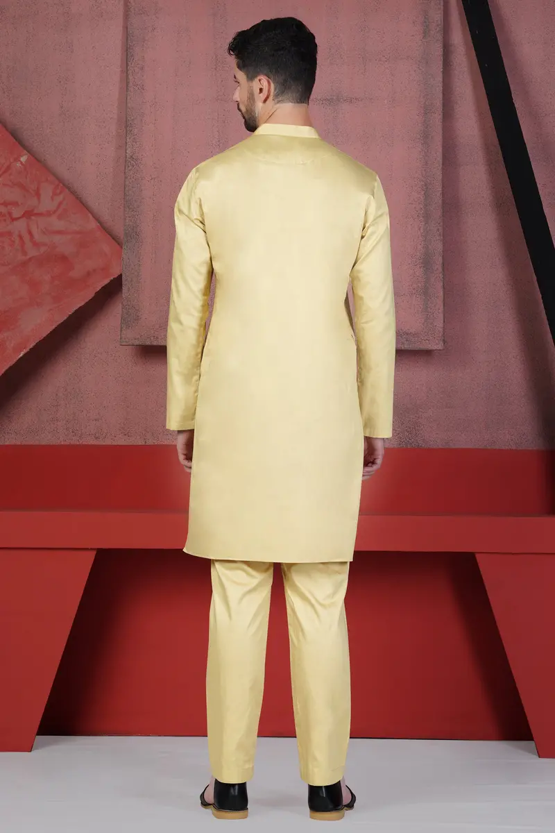 Sidecar Yellow Subtle Sheen Super Soft Premium Cotton Kurta 9