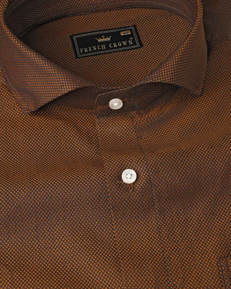 Sienna Brown And Zeus Black Dobby Textured Premium Giza Cotton Shirt 1