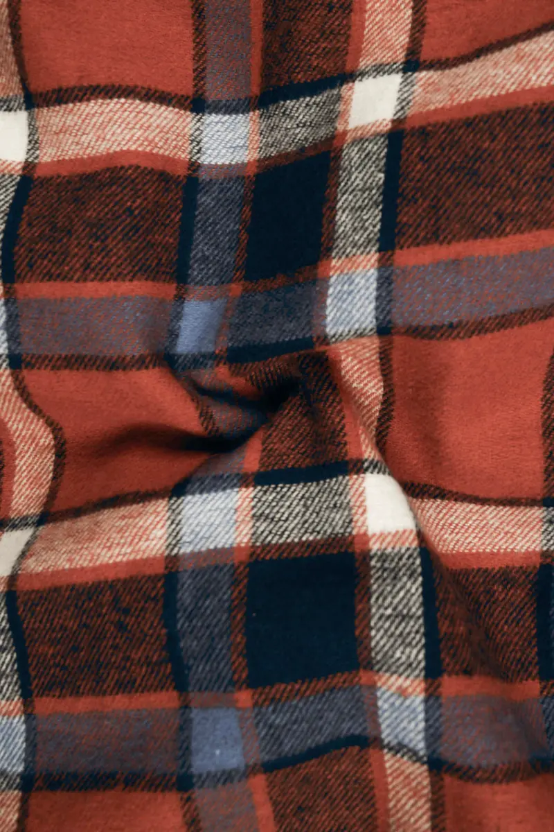 Sienna Brown With Black And Havelock Blue Plaid Flannel Overshirt/Shacket 3
