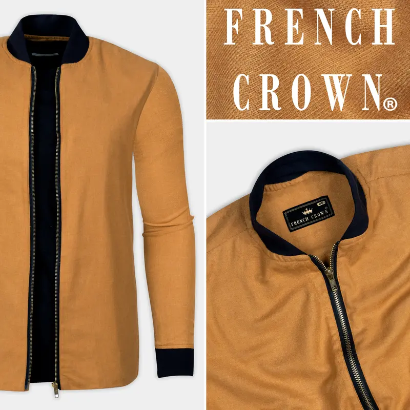 Sienna Orange Flannel Bomber Jacket 1