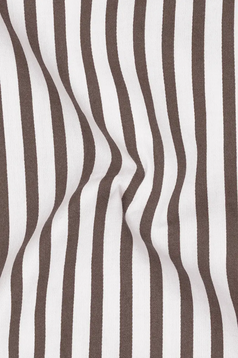 Sienna-Russett Brown And Bright White Candy Striped Subtle Sheen Super Soft Premium Cotton Dress Shirt 3