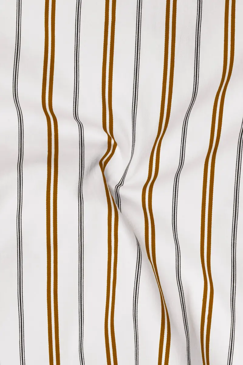Sienna-Sepia Brown And Bright White Striped Super Soft Premium Cotton Dress Shirt 3