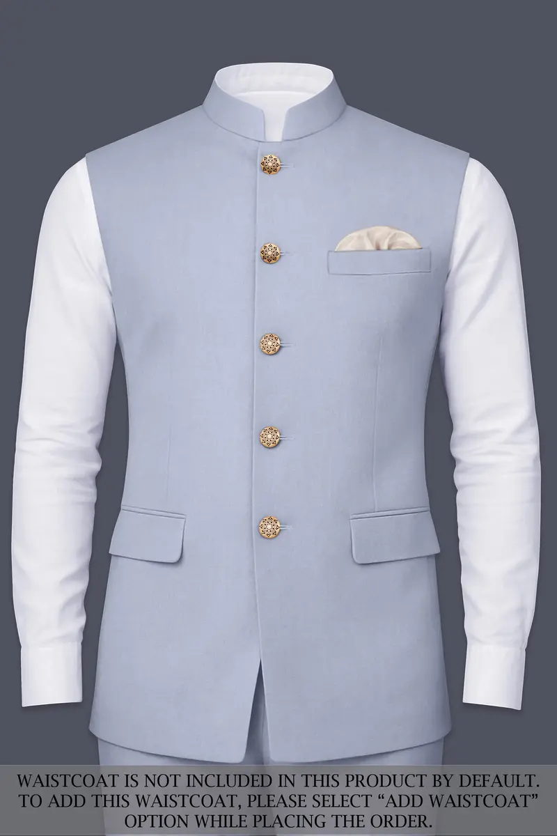 Silgrove-Loblolly Gray Wool Rich Bandhgala Slight Stretch Suit 14