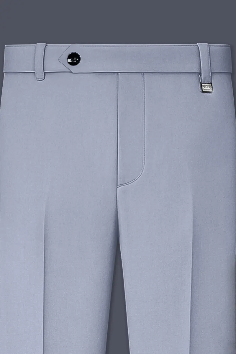 Silgrove-Loblolly Gray Wool Rich Cross Placket Bandhgala Slight Stretch Suit 11