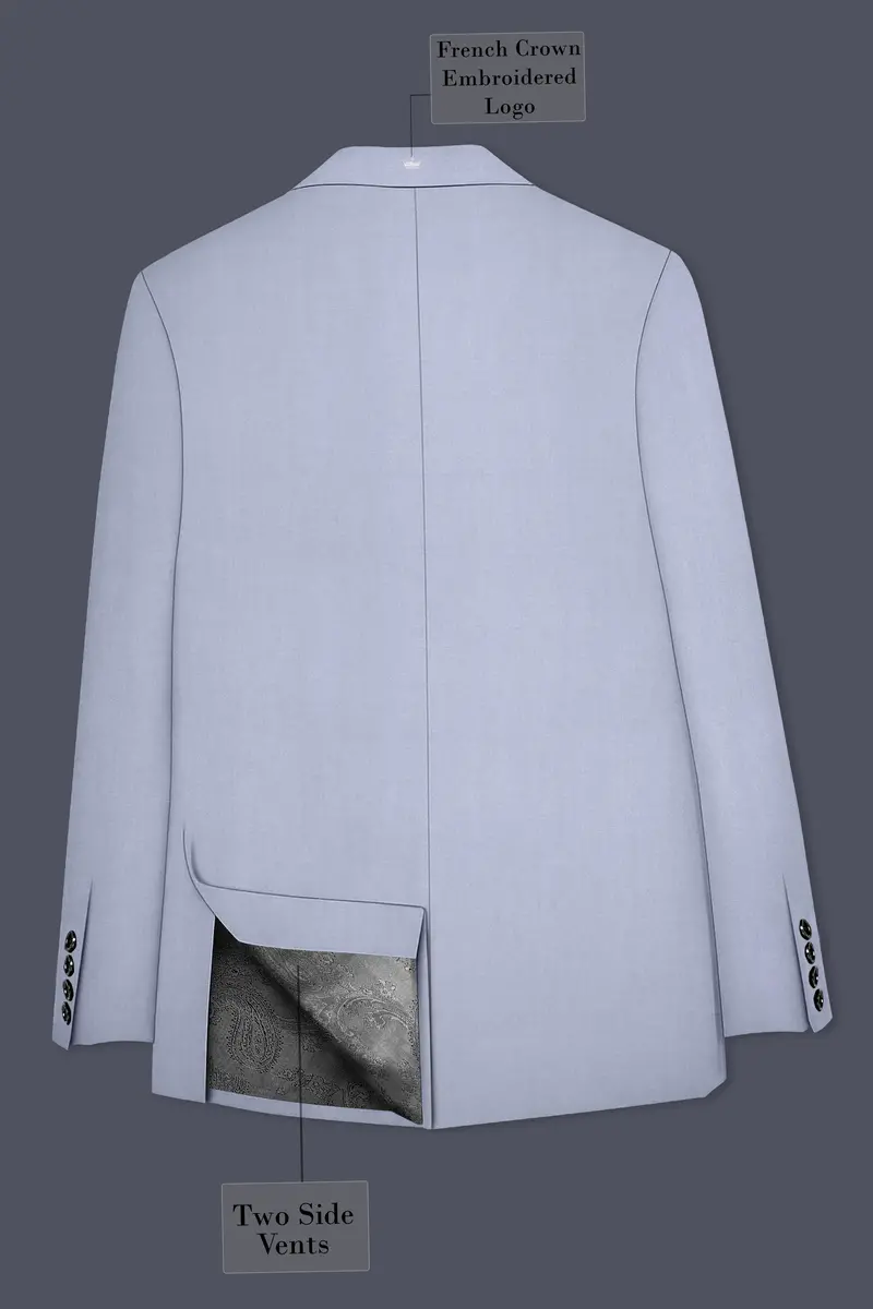 Silgrove-Loblolly Gray Wool Rich Cross Placket Bandhgala Slight Stretch Suit 8