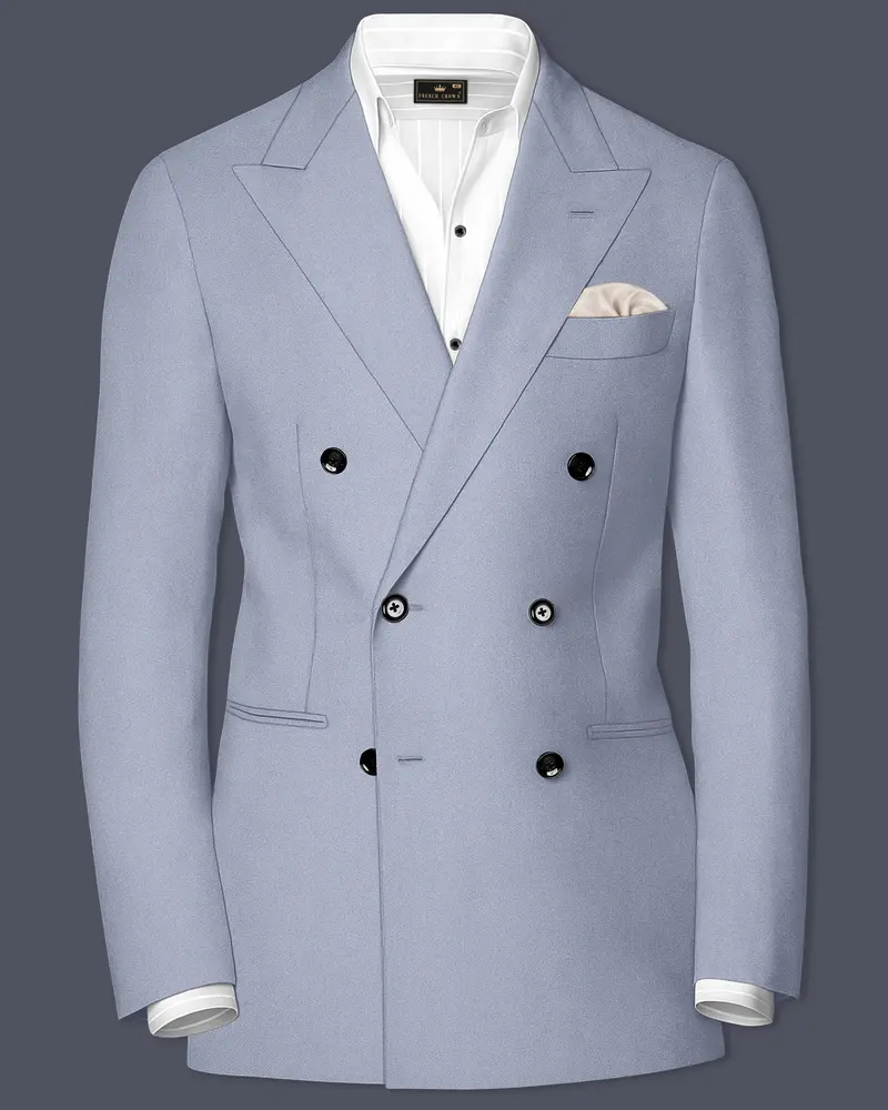 Silgrove-Loblolly Gray Wool Rich Double Breasted Slight Stretch Blazer 1