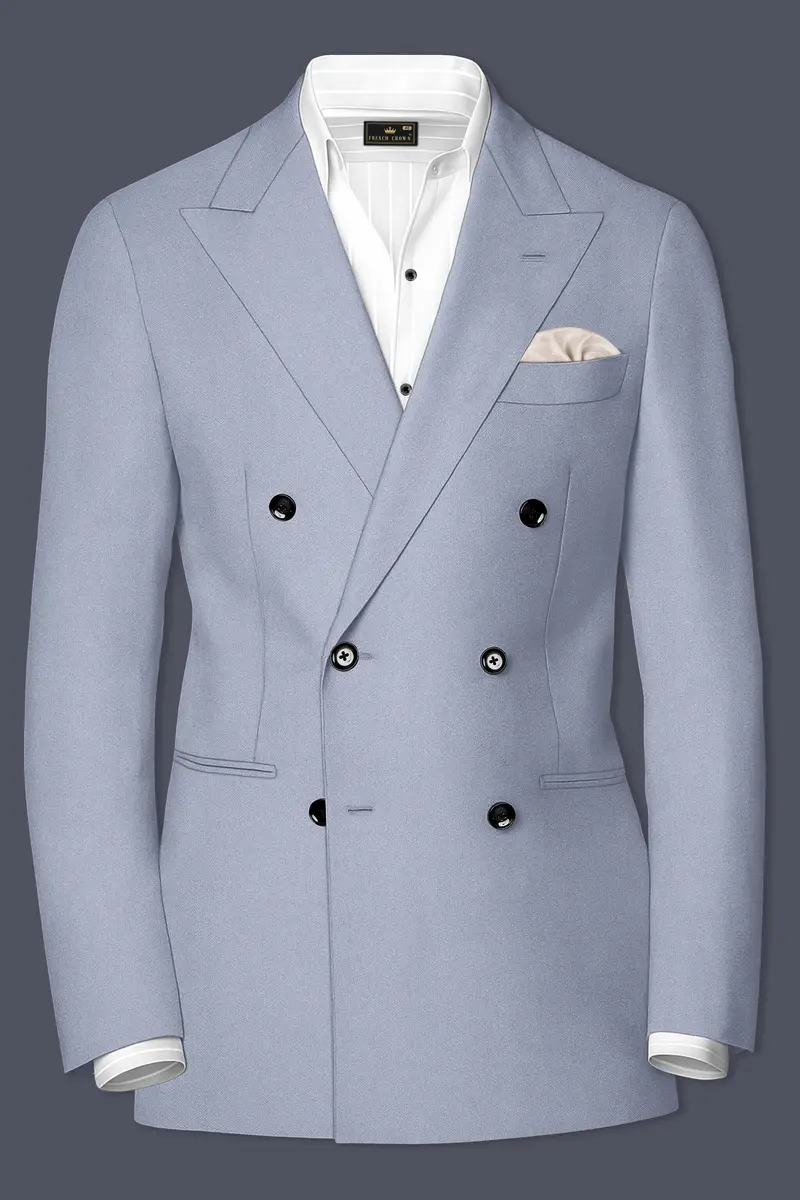 Silgrove-Loblolly Gray Wool Rich Double Breasted Slight Stretch Blazer 2