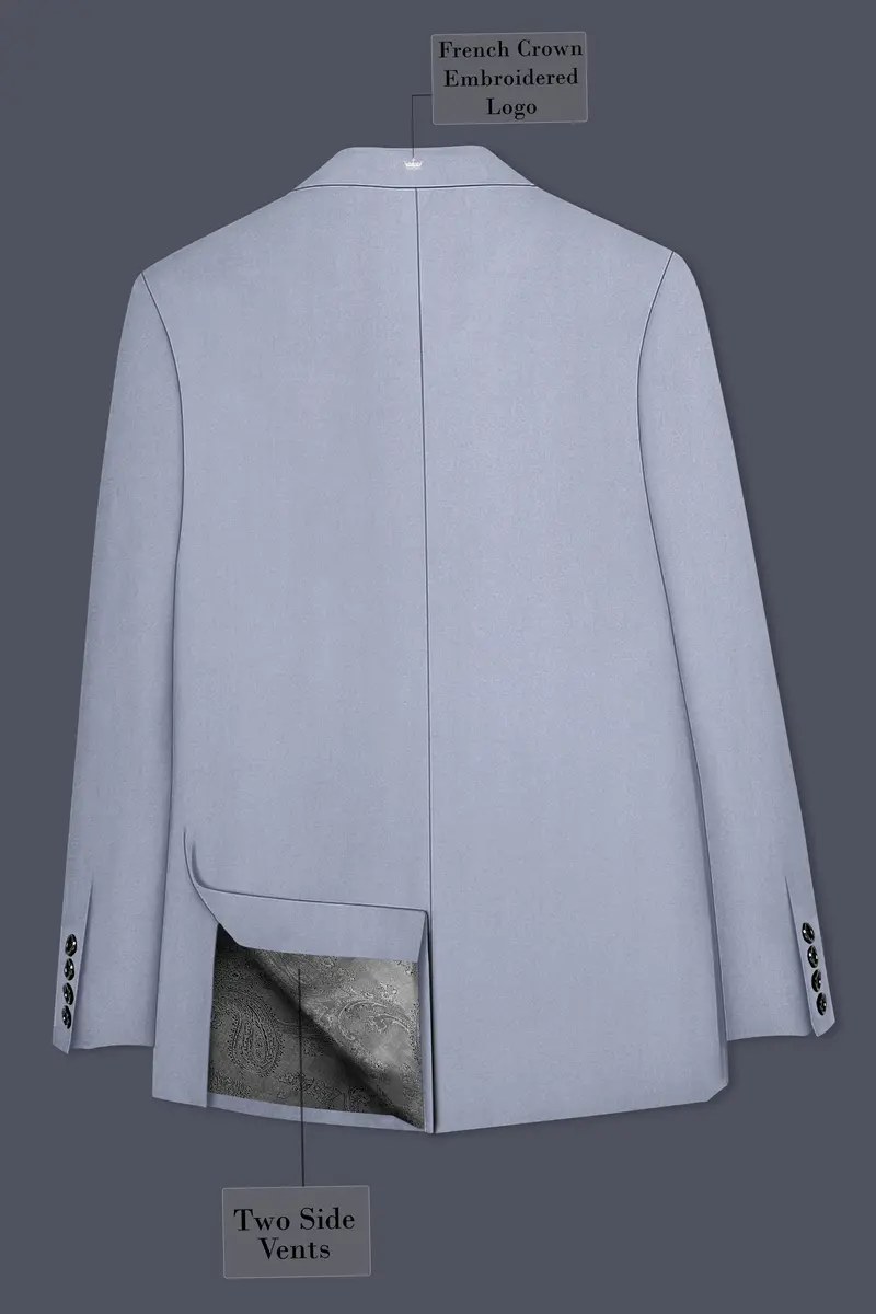 Silgrove-Loblolly Gray Wool Rich Double Breasted Slight Stretch Blazer 8