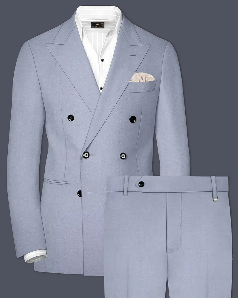Silgrove-Loblolly Gray Wool Rich Double Breasted Slight Stretch Suit 1