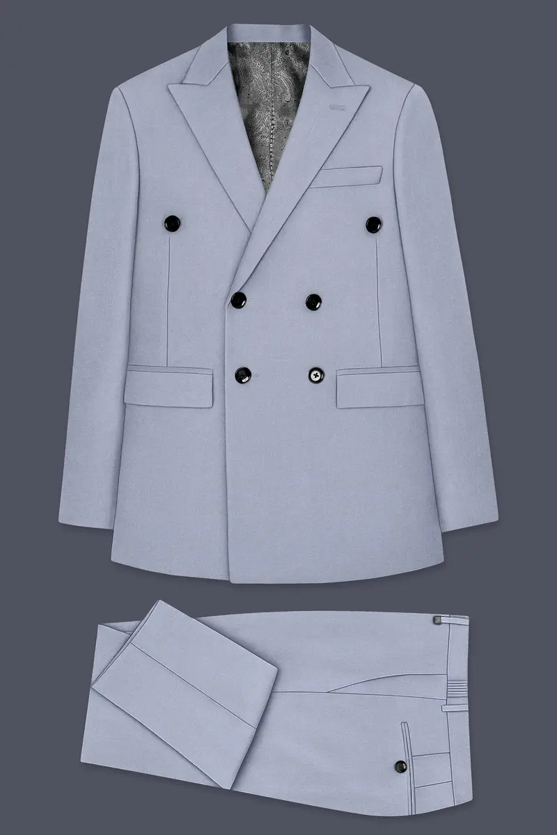 Silgrove-Loblolly Gray Wool Rich Double Breasted Slight Stretch Suit 11