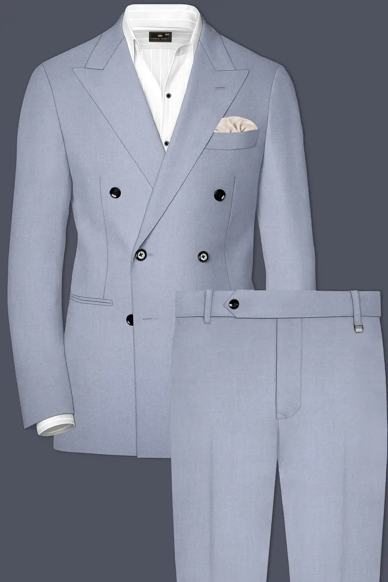 Silgrove-Loblolly Gray Wool Rich Double Breasted Slight Stretch Suit 2