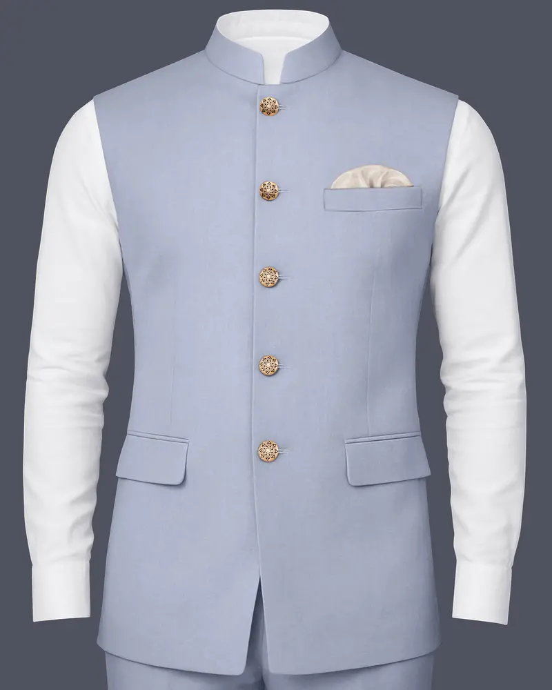 Silgrove-Loblolly Gray Wool Rich Wool Rich Slight Stretch Nehru Jacket 1