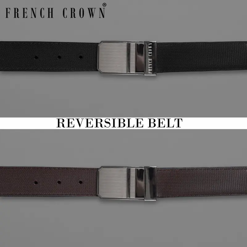 Silver Box Buckle With Golden Touch Jade Black And Brown Leather Free Handcrafted Reversible Belt 1