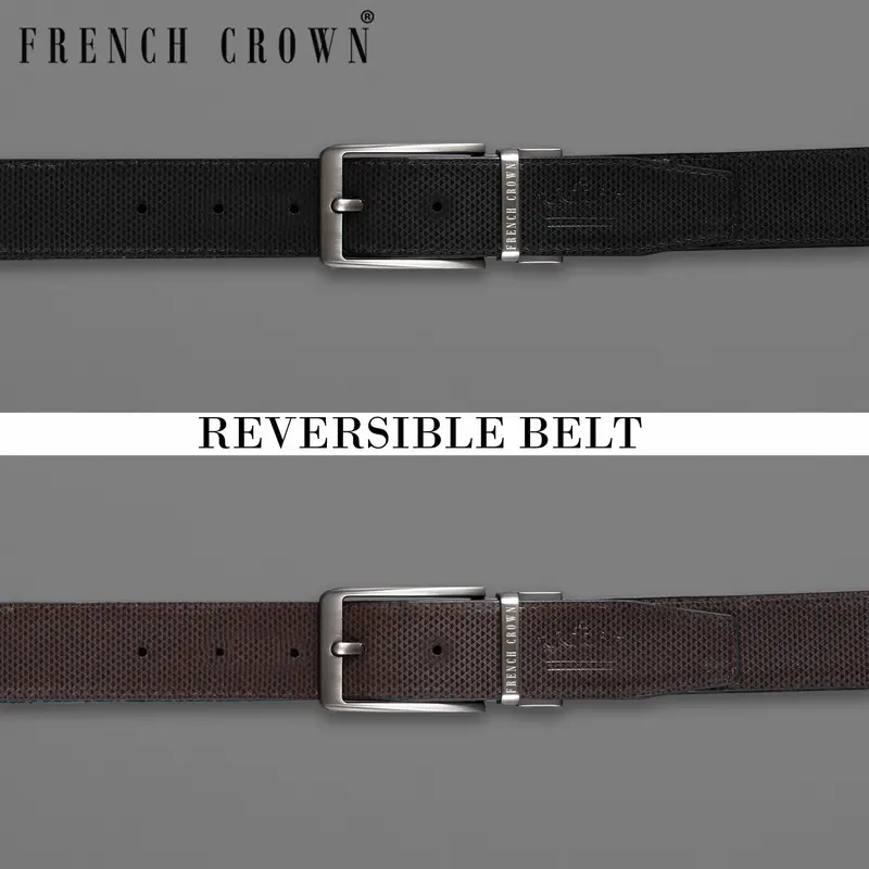 Silver Buckle With Jade Black And Brown Leather Free Handcrafted Reversible Belt 1