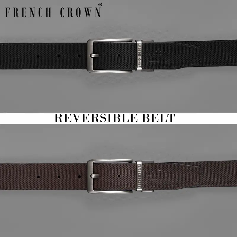 Silver Buckle With Jade Black And Brown Leather Free Handcrafted Reversible Belt 1