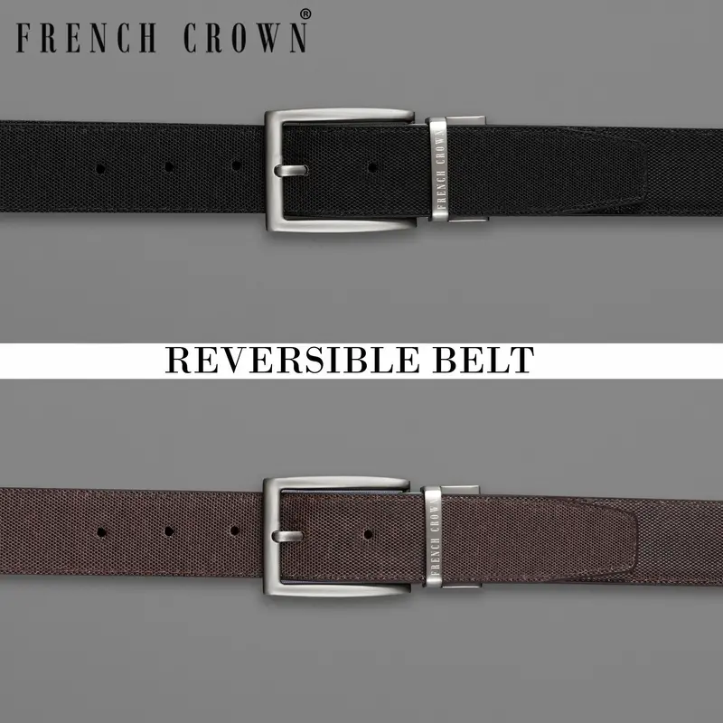 Silver Buckle With Jade Black And Brown Leather Free Handcrafted Reversible Belt 1