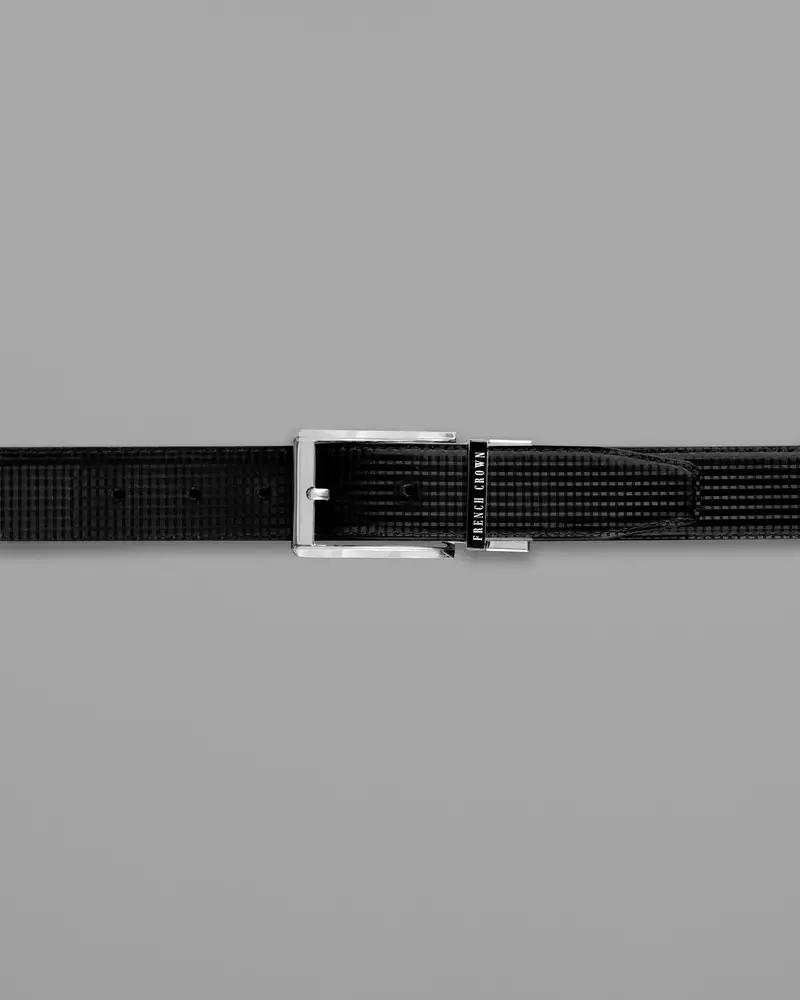 Silver Buckled Reversible Black And Brown Vegan Leather Handcrafted Belt 3