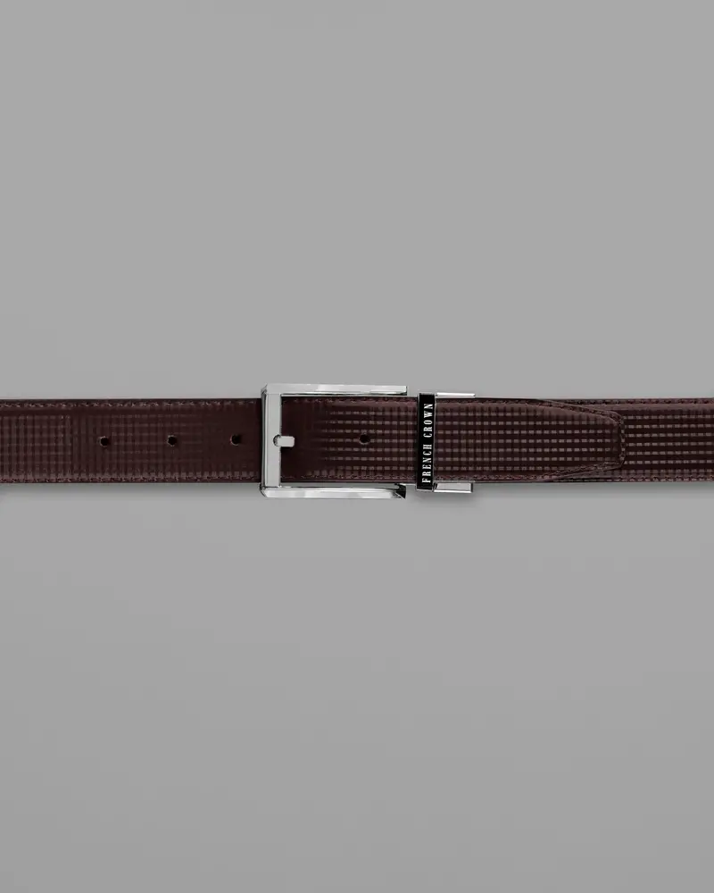 Silver Buckled Reversible Black And Brown Vegan Leather Handcrafted Belt 4