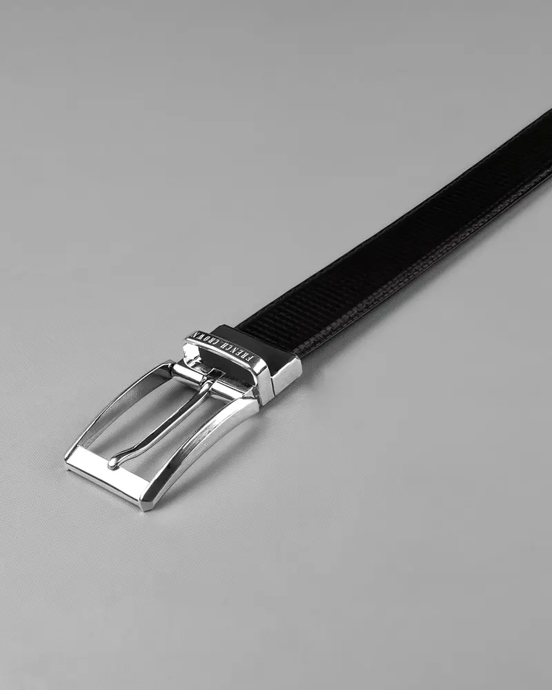 Silver Buckled Reversible Black And Brown Vegan Leather Handcrafted Belt 5