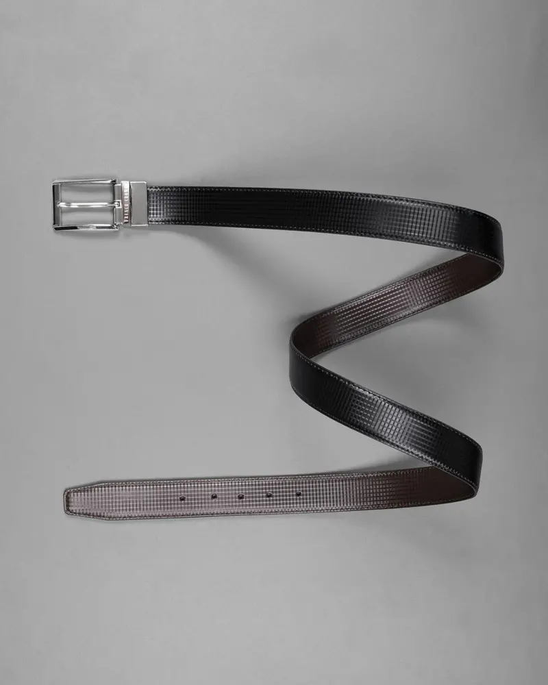 Silver Buckled Reversible Black And Brown Vegan Leather Handcrafted Belt 8