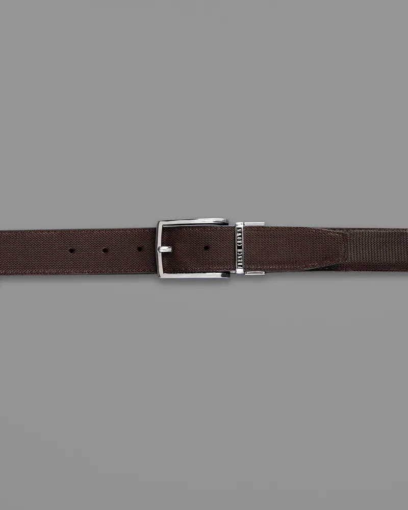 Silver Buckled Subtle Textured Reversible Jade Black And Brown Vegan Leather Handcrafted Belt 4