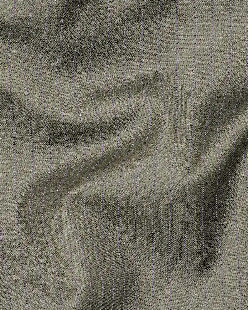 Silver Pinstriped Wool Blend Double Breasted Blazer 3