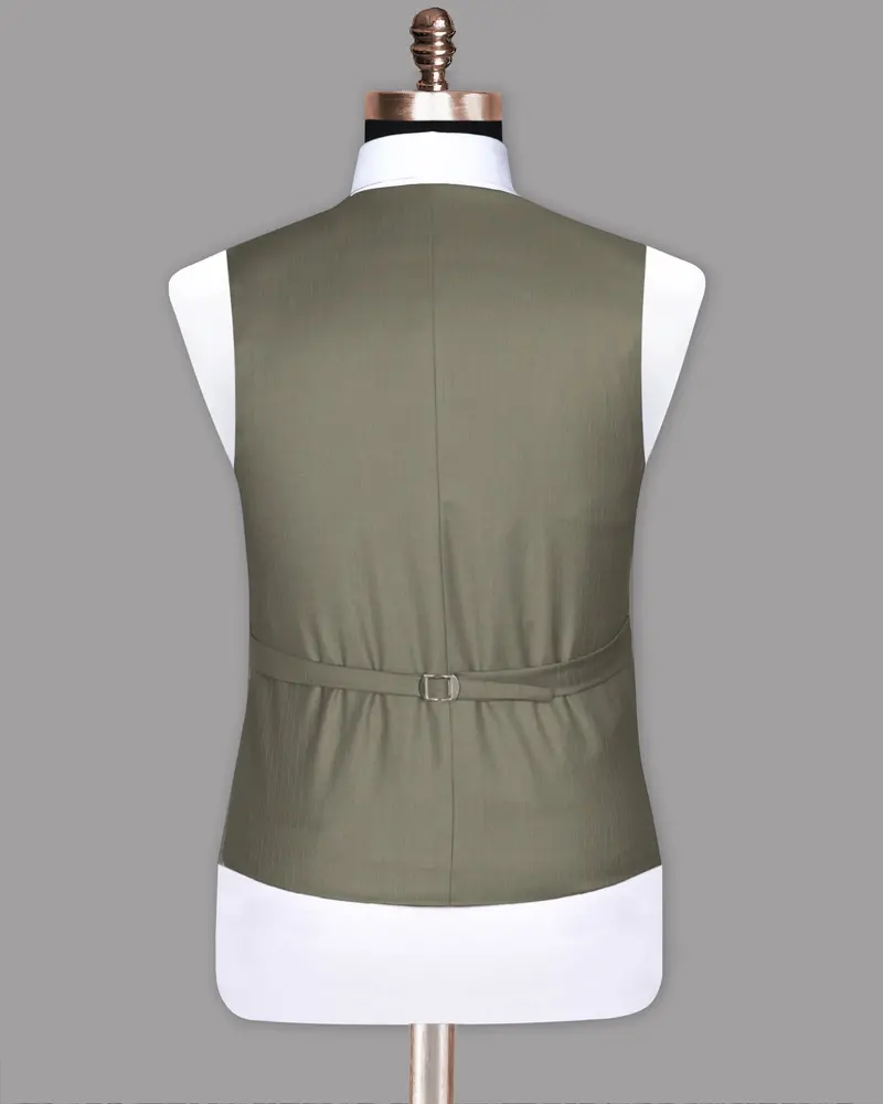 Silver Pinstriped Wool Blend Waistcoat 5