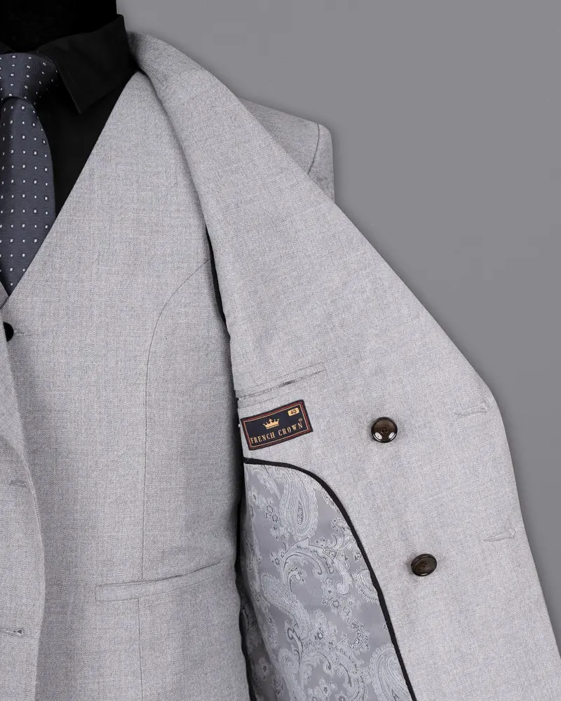 Silver Sand Grey Double-Breasted Wool Rich Blazer 6