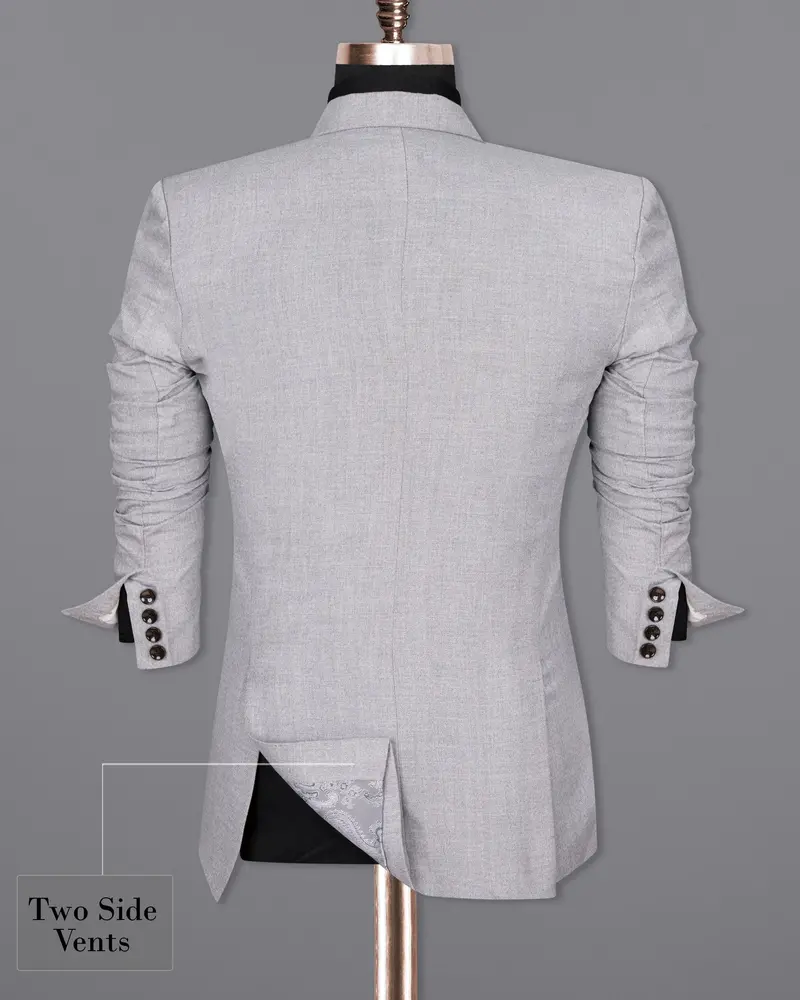 Silver Sand Grey Double-Breasted Wool Rich Blazer 8