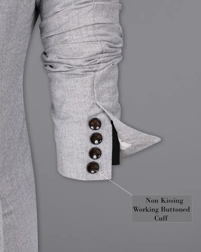 Silver Sand Grey Double-Breasted Wool Rich Blazer 9