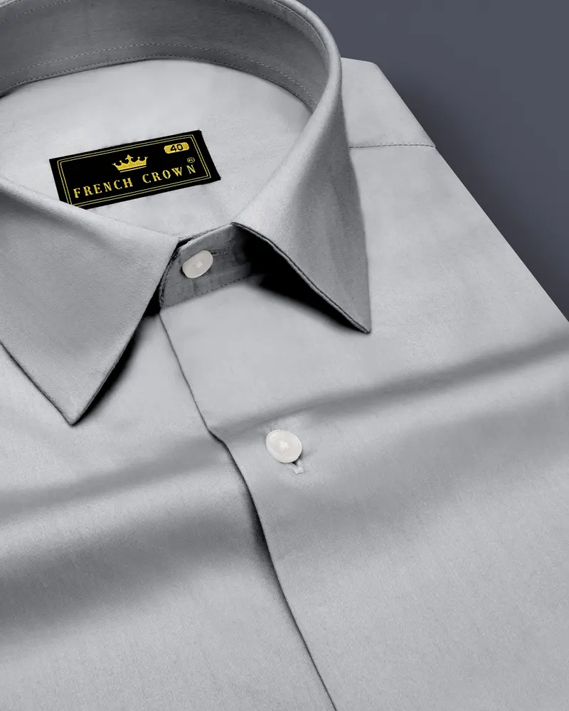 Silvoro-Celeste Gray Subtle Sheen Super Soft Premium Cotton Dress Shirt 1