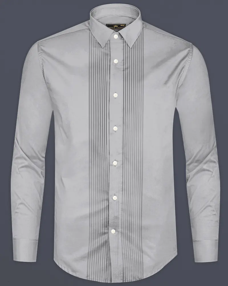 Silvoro-Celeste Gray Subtle Sheen Super Soft Premium Cotton Tuxedo Shirt 8