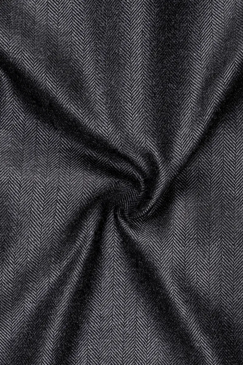 Silvoro-Iridium Gray Herringbone Textured Tweed Double Breasted Suit 3