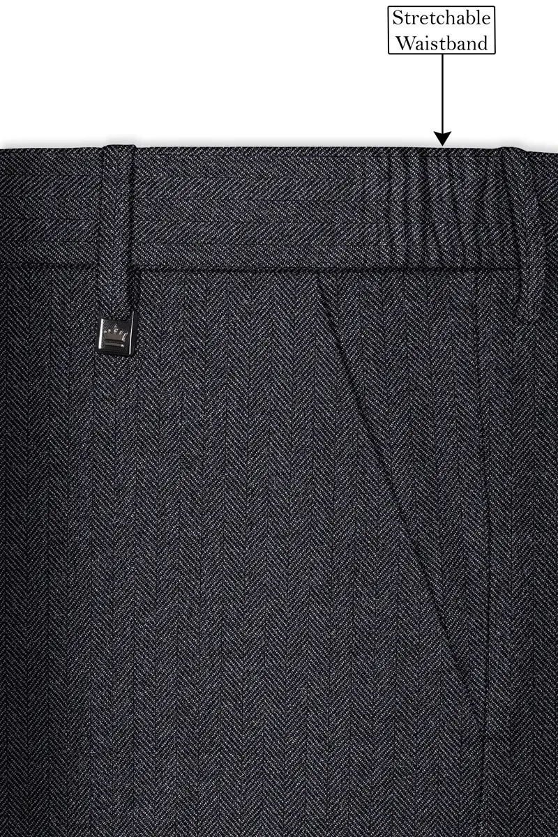 Silvoro-Iridium Gray Herringbone Textured Tweed Single Breasted Sports Suit 15