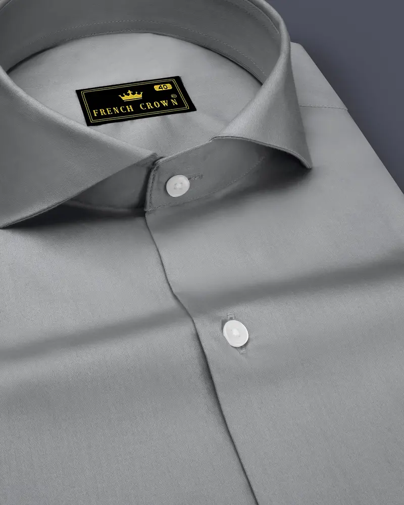 Silvoro Martini Gray Subtle Sheen Super Soft Premium Cotton Cut Away Collar Dress Shirt 1