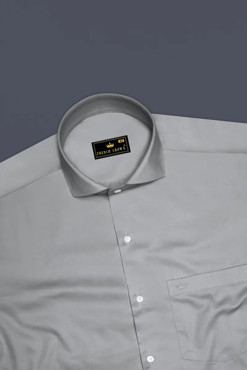 Silvoro Martini Gray Subtle Sheen Super Soft Premium Cotton Cut Away Collar Dress Shirt 5