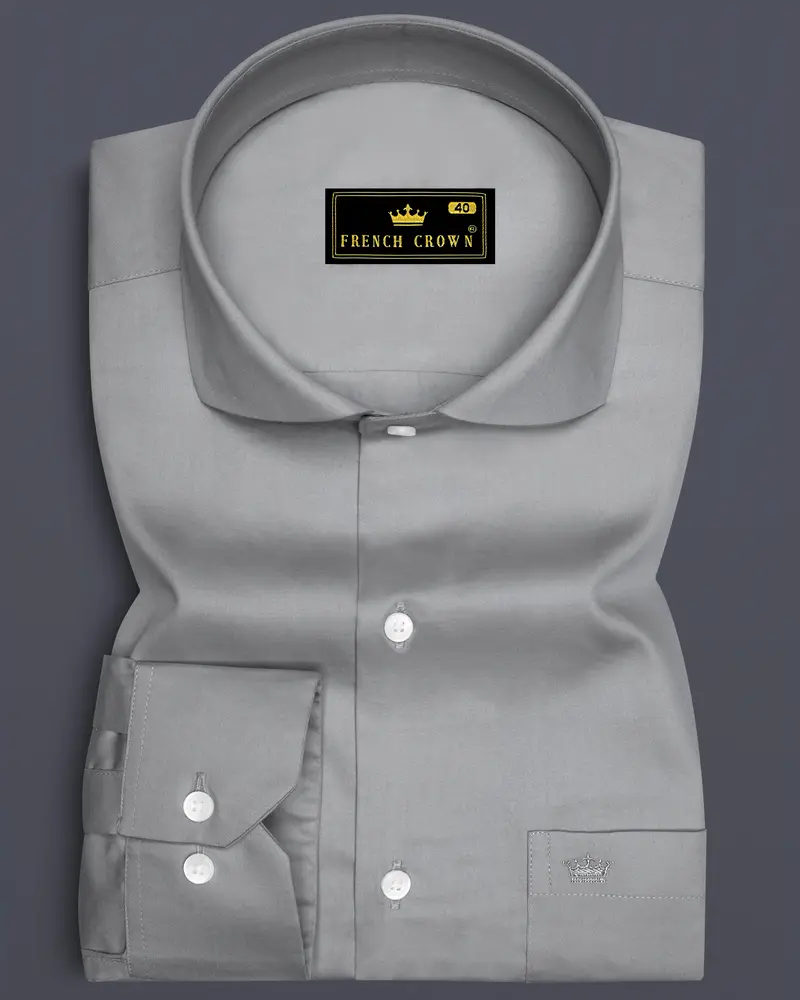 Silvoro Martini Gray Subtle Sheen Super Soft Premium Cotton Cut Away Collar Dress Shirt 6