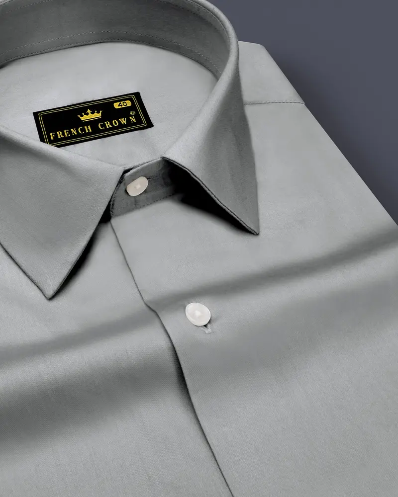 Silvoro Martini Gray Subtle Sheen Super Soft Premium Cotton Dress Shirt 1