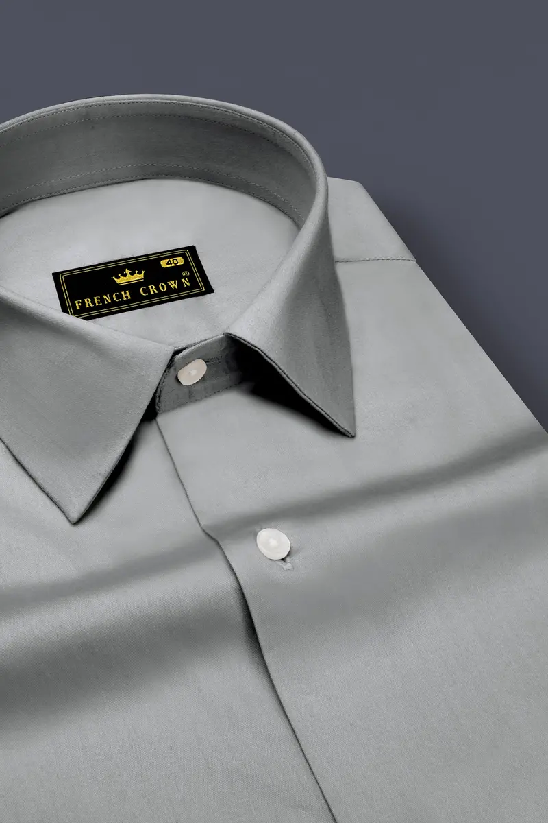 Silvoro Martini Gray Subtle Sheen Super Soft Premium Cotton Dress Shirt 2
